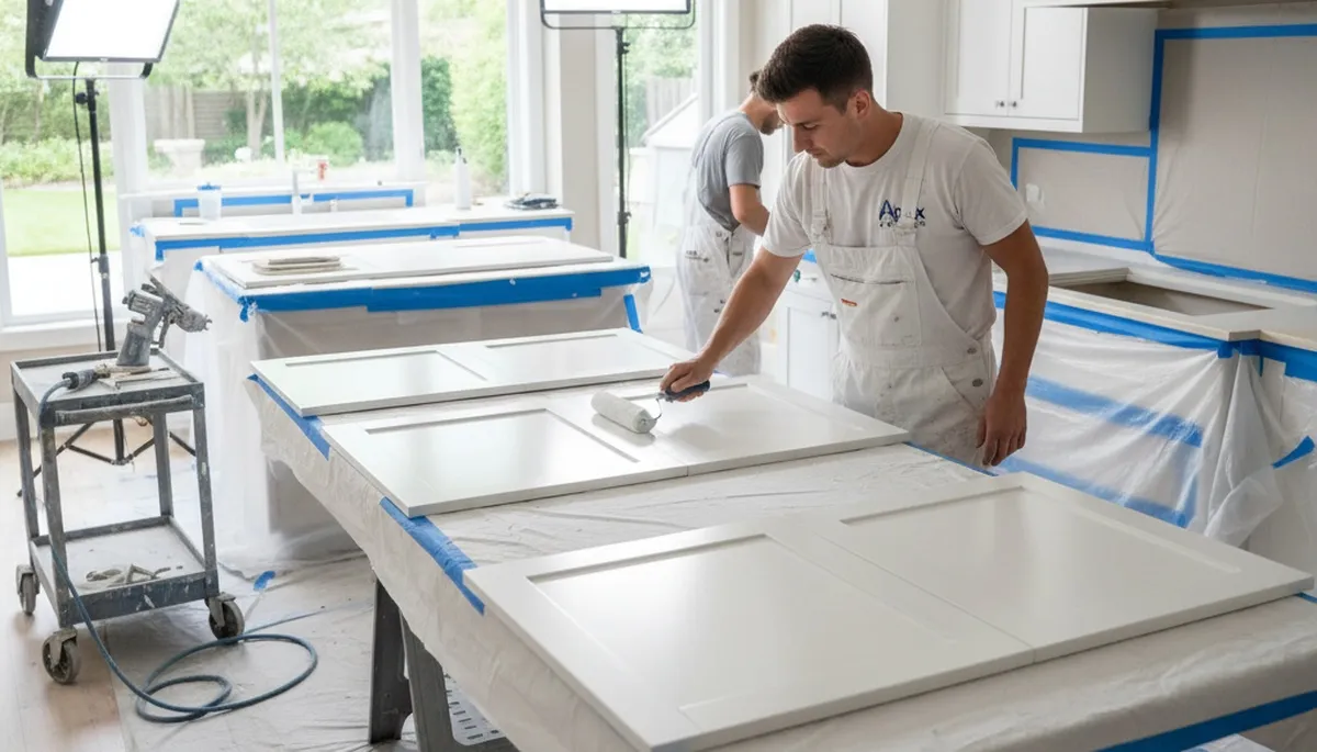 Professional cabinet painting in Green Bay WI kitchen with durable refinished surfaces