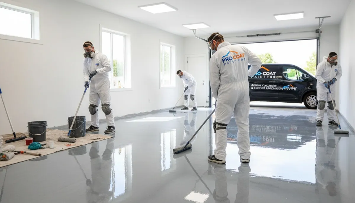 Epoxy garage floor coating in Green Bay WI with durable, glossy finish for home concrete protection