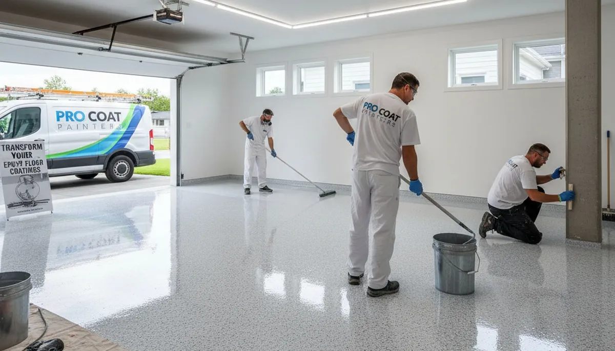 Epoxy garage floor coating in Green Bay WI with durable finish from local house-painting experts
