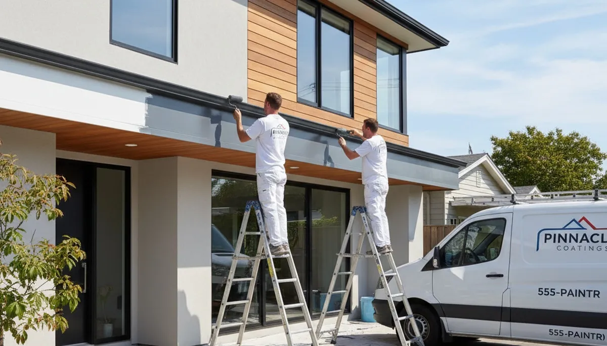 Professional gutter painting on Green Bay WI home by expert house painters for weather protection