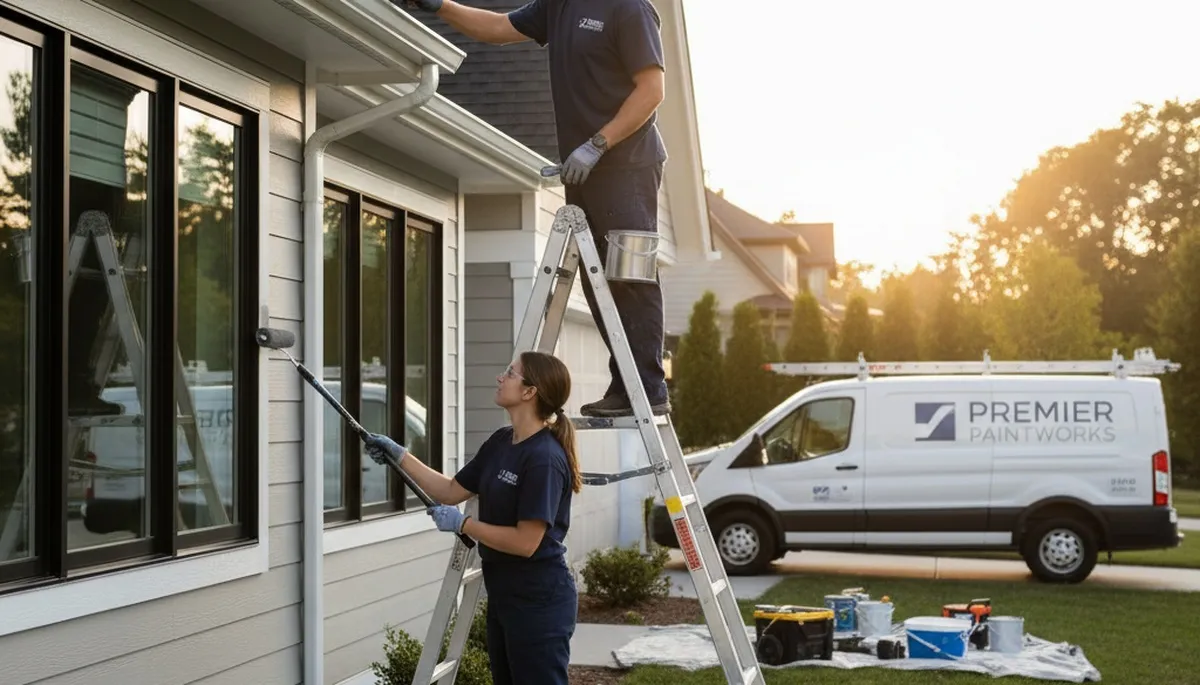 Professional gutter painting on a Green Bay WI home enhancing durability and curb appeal