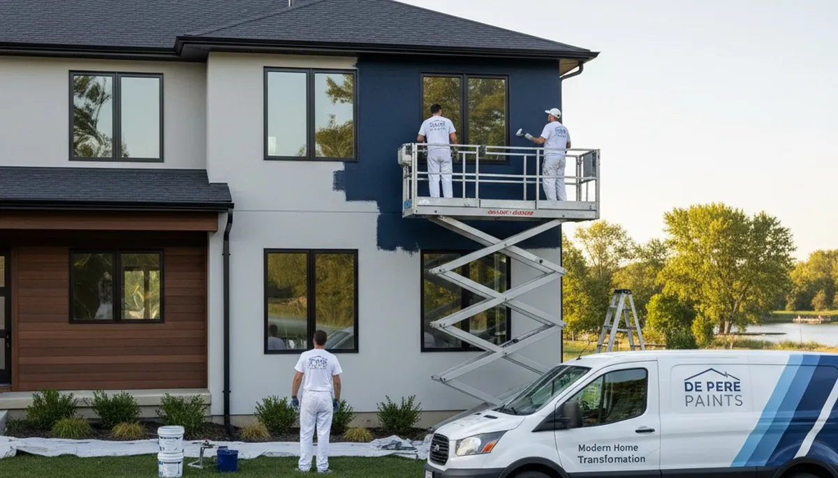 Professional house painters working on residential exterior in Green Bay WI