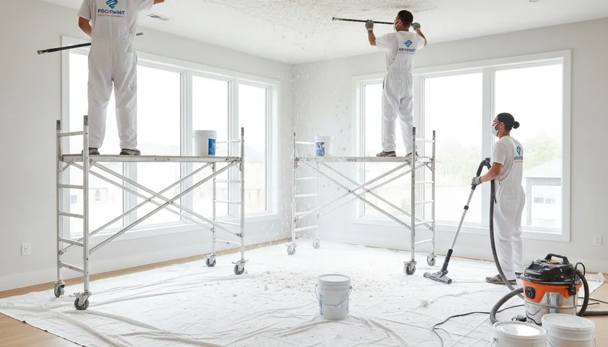 Professional popcorn ceiling removal in Green Bay WI home by expert painting contractors