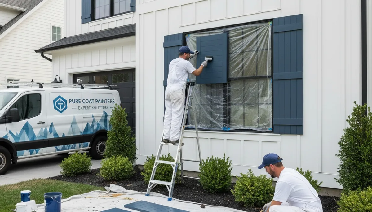 Professional shutter painting on Green Bay WI home by expert house painters for lasting curb appeal